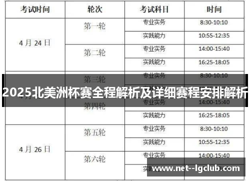 2025北美洲杯赛全程解析及详细赛程安排解析 2025北美洲杯赛全程解析及详细赛程安排解析